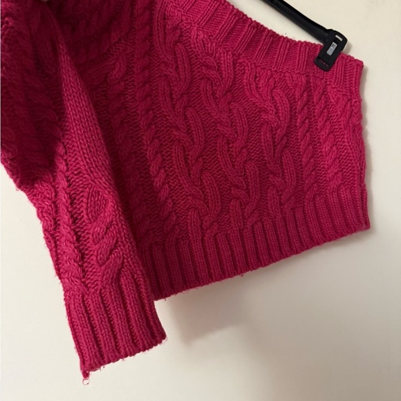 For Love And Lemons Quinn One-Shoulder Sweater, color Fuchsia Pink, size L - Picture 4 of 10